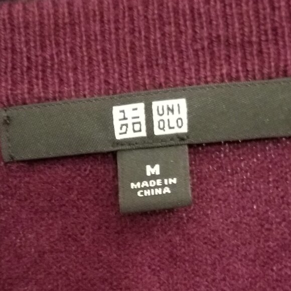 Uniqlo Burgundy Cashmere Cardigan Sweater - Picture 3 of 4